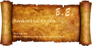 Benkovits Erika névjegykártya